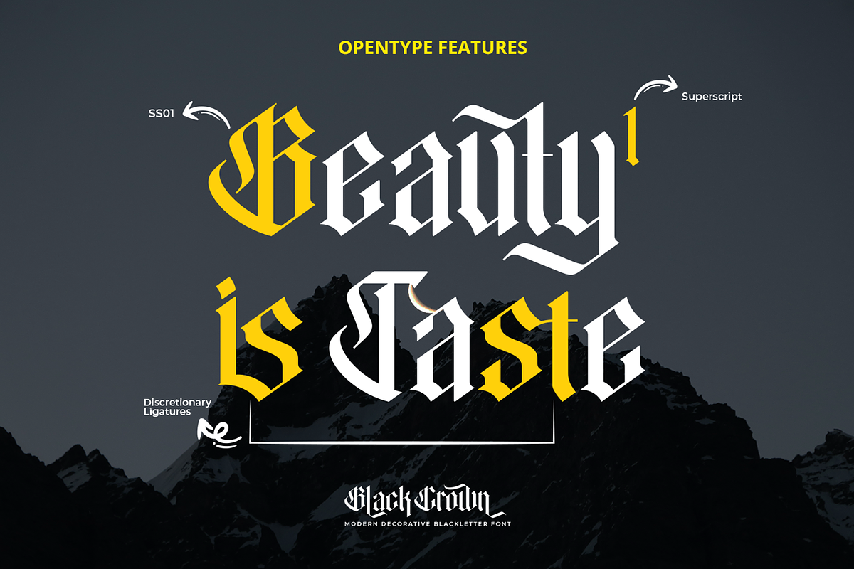 Black Crown Modern Blackletter Font, a Blackletter Font by Pixesia Studio (Photo 8 of 10)