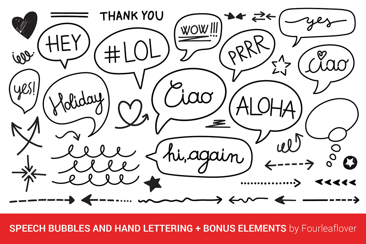 Vector Speech Bubbles Set, a Texture Illustration by FourLeafLover (Photo 4 of 10)