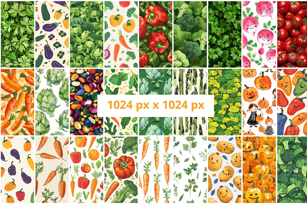 320 Vegetables Seamless Patterns, a Pattern Graphic by mkStudioLab (Photo 2 of 9)