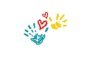 a child's handprint and a heart, an Object Illustration by Nenahliadava Design
