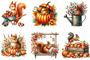 Fall Squirrel Garden Clipart, an Illustration by DreamArtGraphic (Thumbnail 2 of 4)