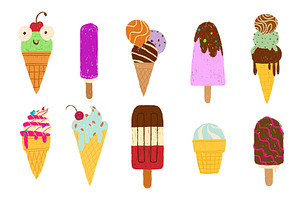 Crayon ice cream set isolated on, an Illustration by art PVP - market