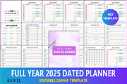 Full Year 2025 Dated Planner, a Stationery Template by Designmela01 (Thumbnail 1 of 5)