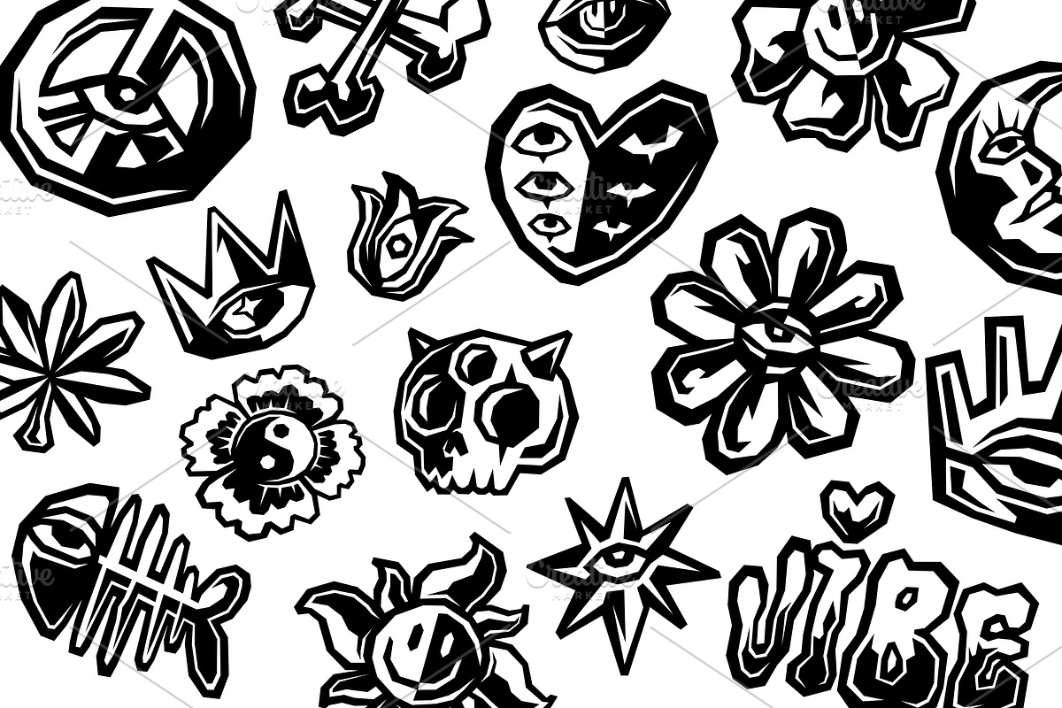 32 Trippy Streetwear Sticker Vector, a Decorative Illustration by Pries Studio (Photo 2 of 3)