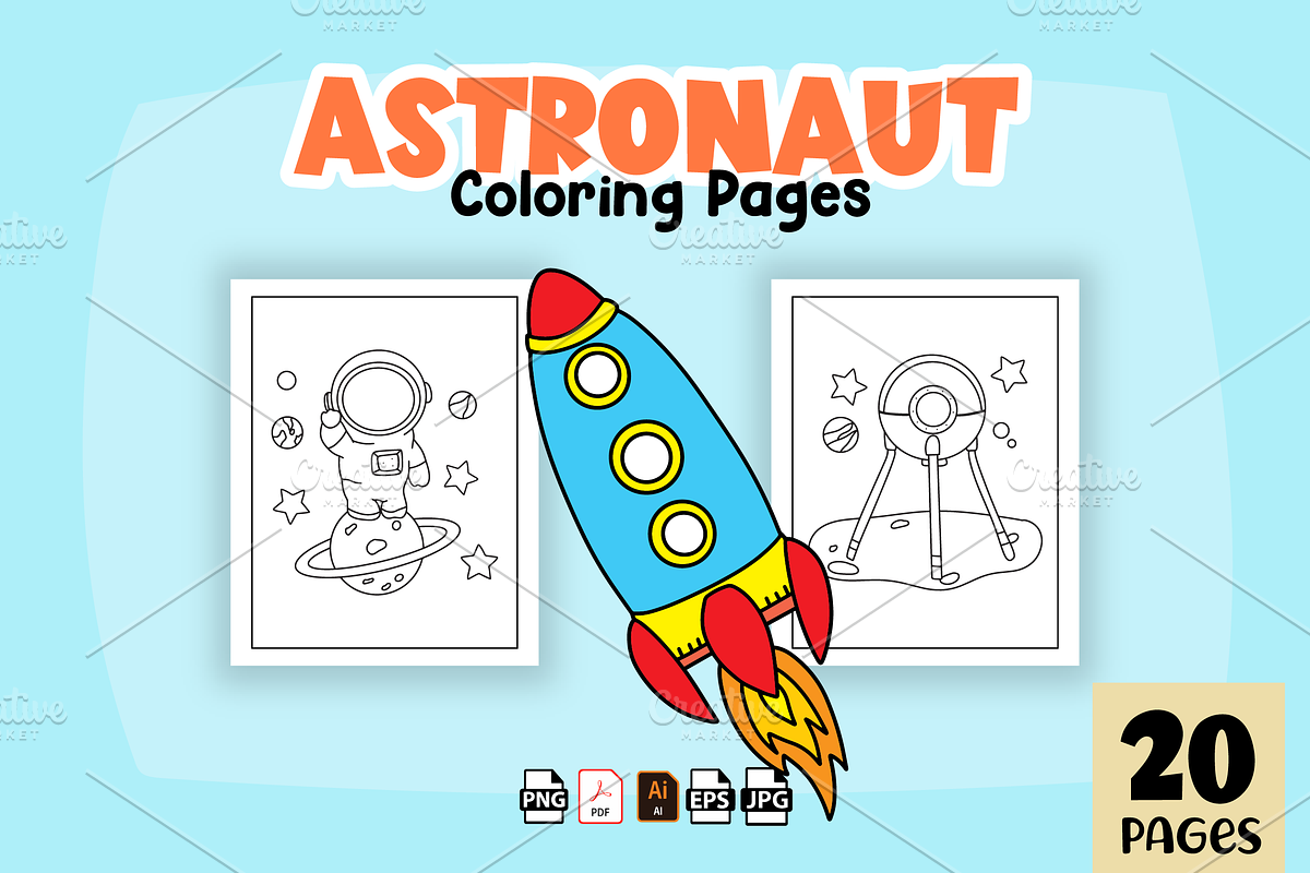 Space & Astronaut Coloring Pages, a Technology Illustration by Sultana177 (Photo 2 of 3)