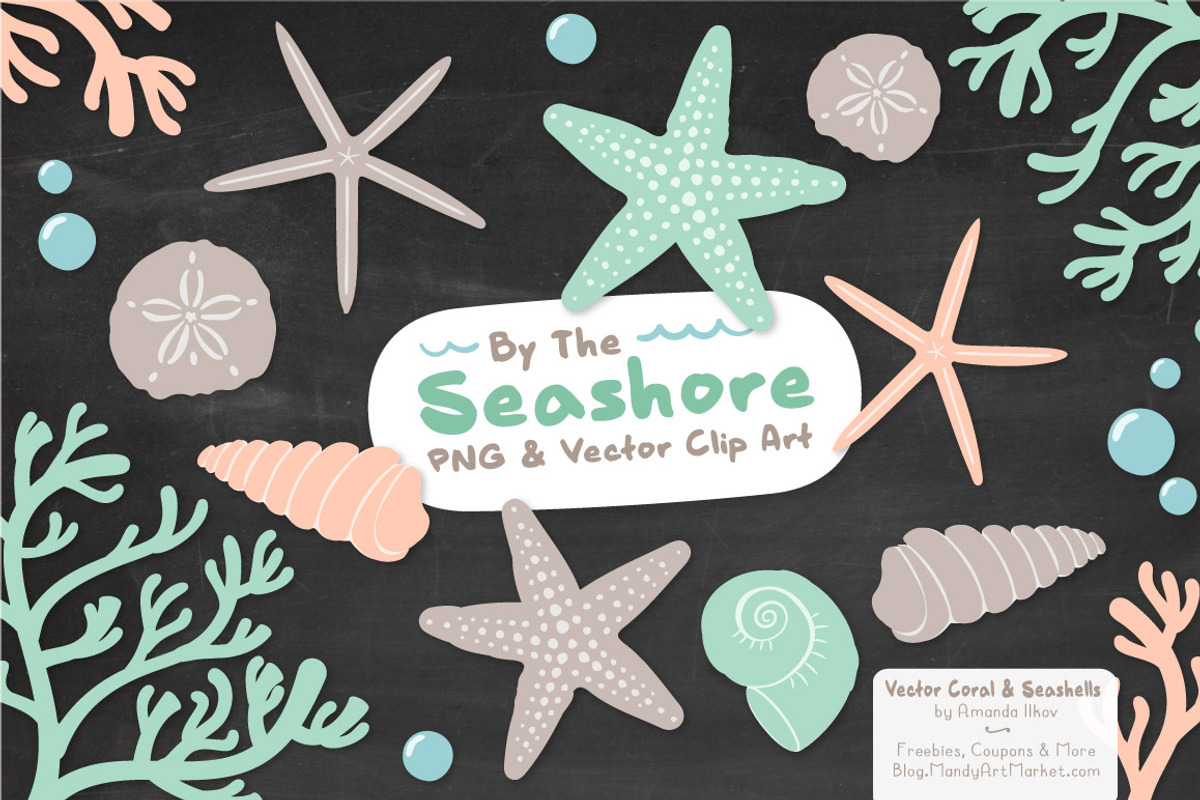 Mint & Peach Vector Seashells, an Illustration by Amanda Ilkov (Photo 3 of 5)
