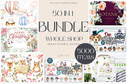 52in1 Whole Shop Bundle Watercolor, an Animal Illustration by Catherine Wheel (Thumbnail 1 of 28)
