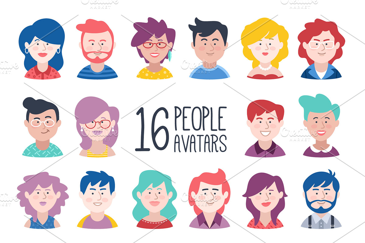 People avatar set, a Person Illustration by Rosa Puchalt