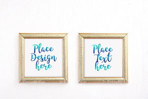 two gold frames mockup minimal