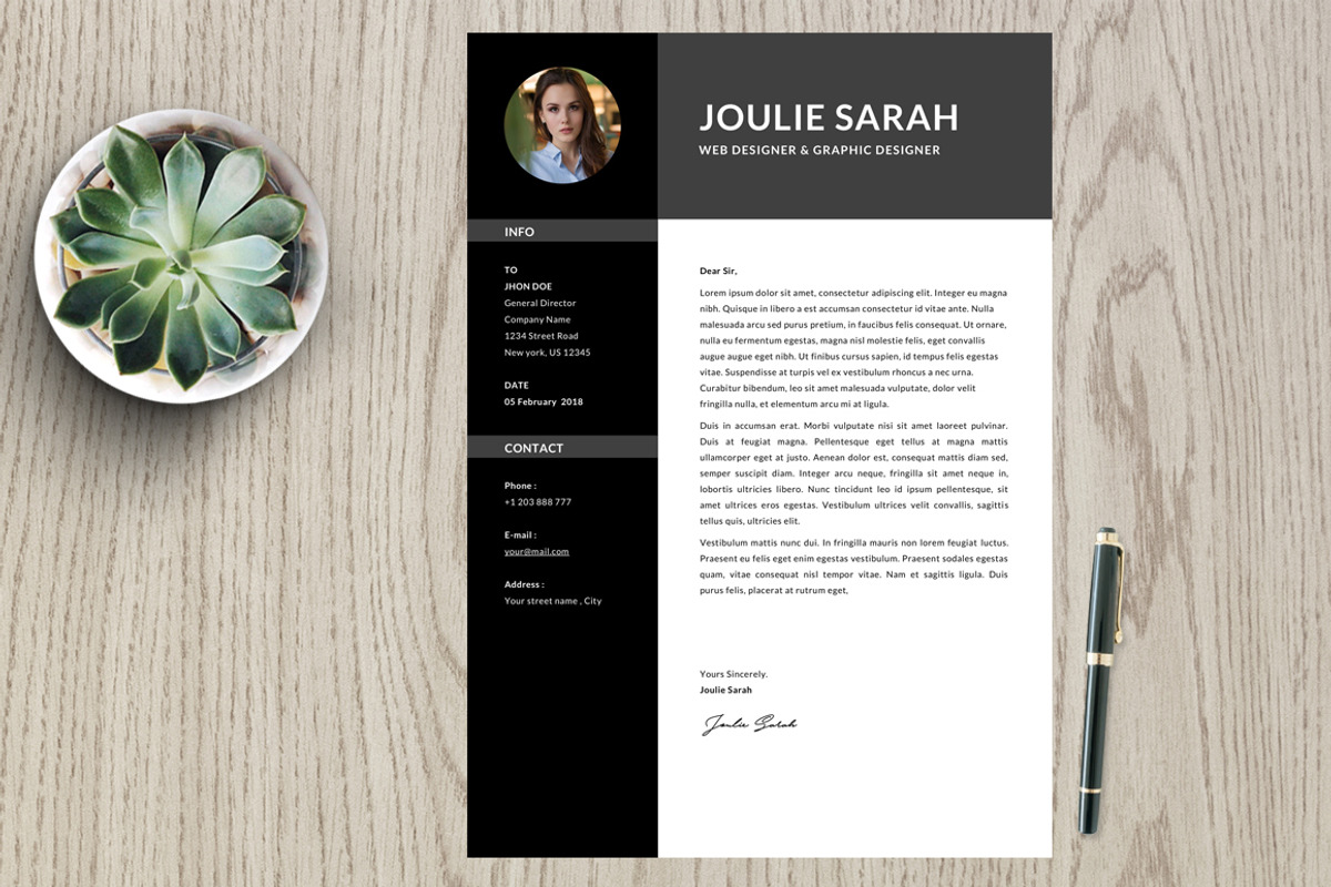 Resume Template 2 page pack | Joulie, a Resume Template by Kayytechin Shop (Photo 1 of 4)
