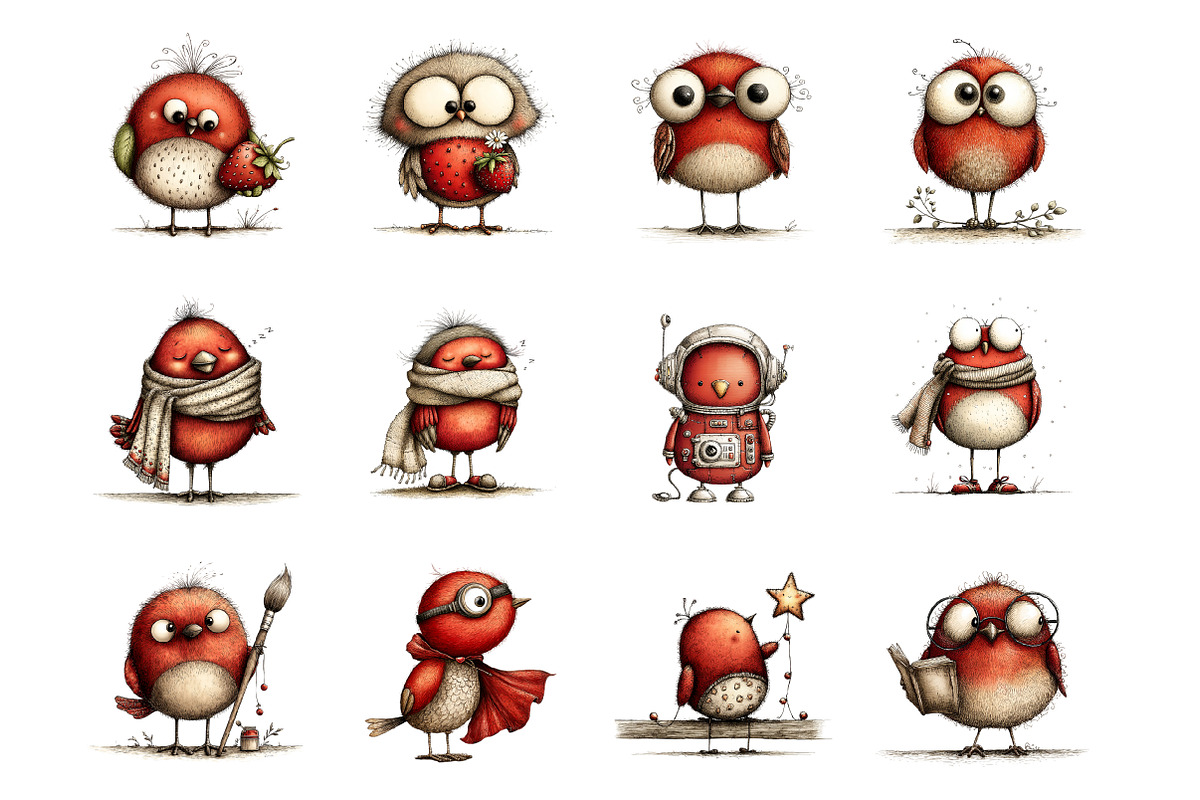 Cute Red Bird Clipart, an Illustration by Design Market (Photo 2 of 3)