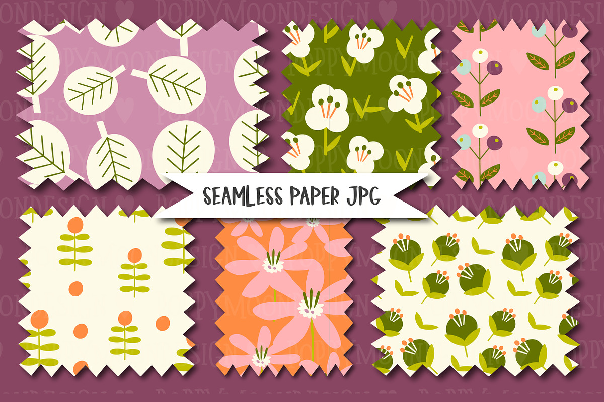 Retro Garden seamless patterns, an Illustration by Poppymoondesign (Photo 5 of 7)