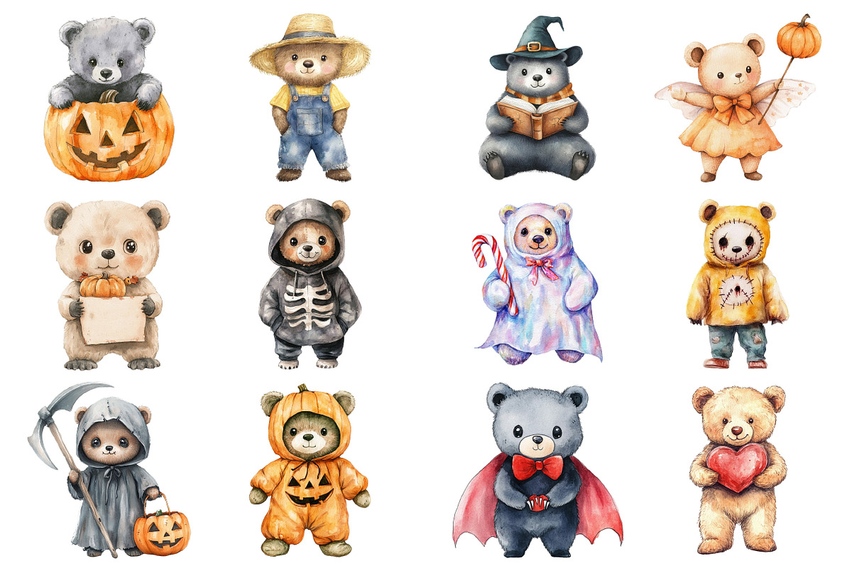Halloween Cute Bear Clipart, an Illustration by Daily.Designs (Photo 3 of 3)