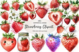 Watercolor Strawberry Clipart PNG, an Illustration by CreationArt