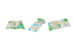Realistic paper maps. Open and fold, an Illustration by Stock-Smart-Start