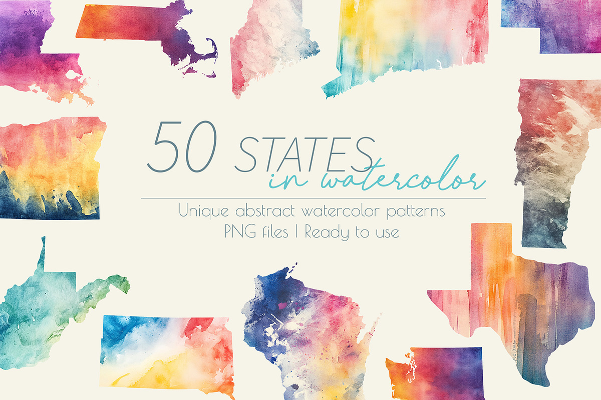 USA 50 States in Watercolor, an Object Graphic by YifeiFang (Photo 1 of 3)