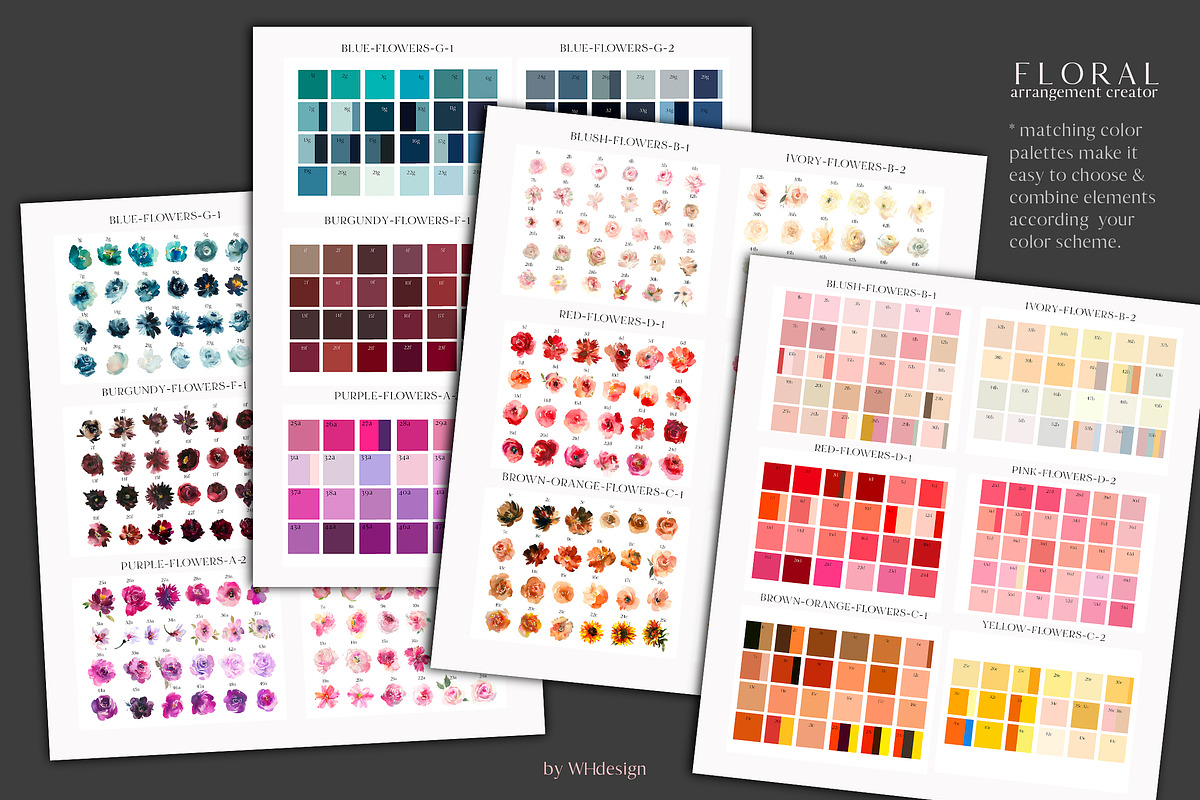 Watercolor Floral Bouquet Creator, a Decorative Illustration by whiteheartdesign (Photo 8 of 11)
