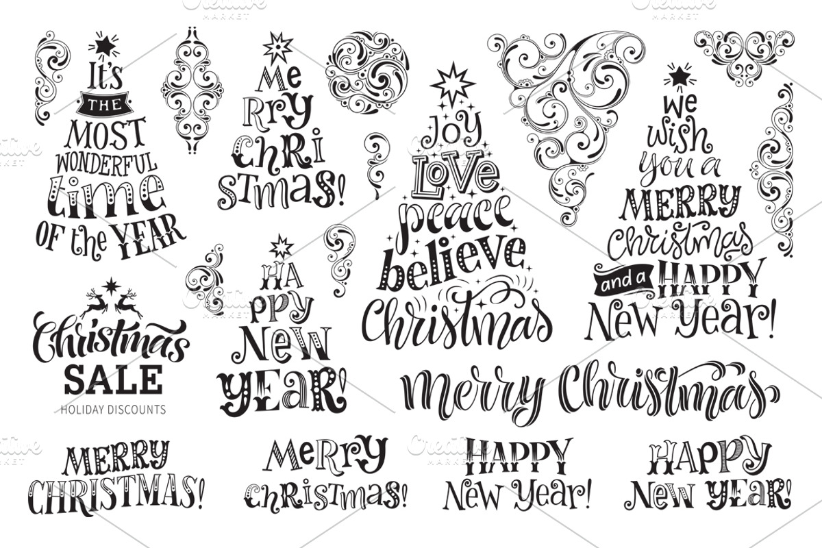 11 Christmas Lettering | 9 Ornaments, an Illustration by bariskina (Photo 3 of 5)