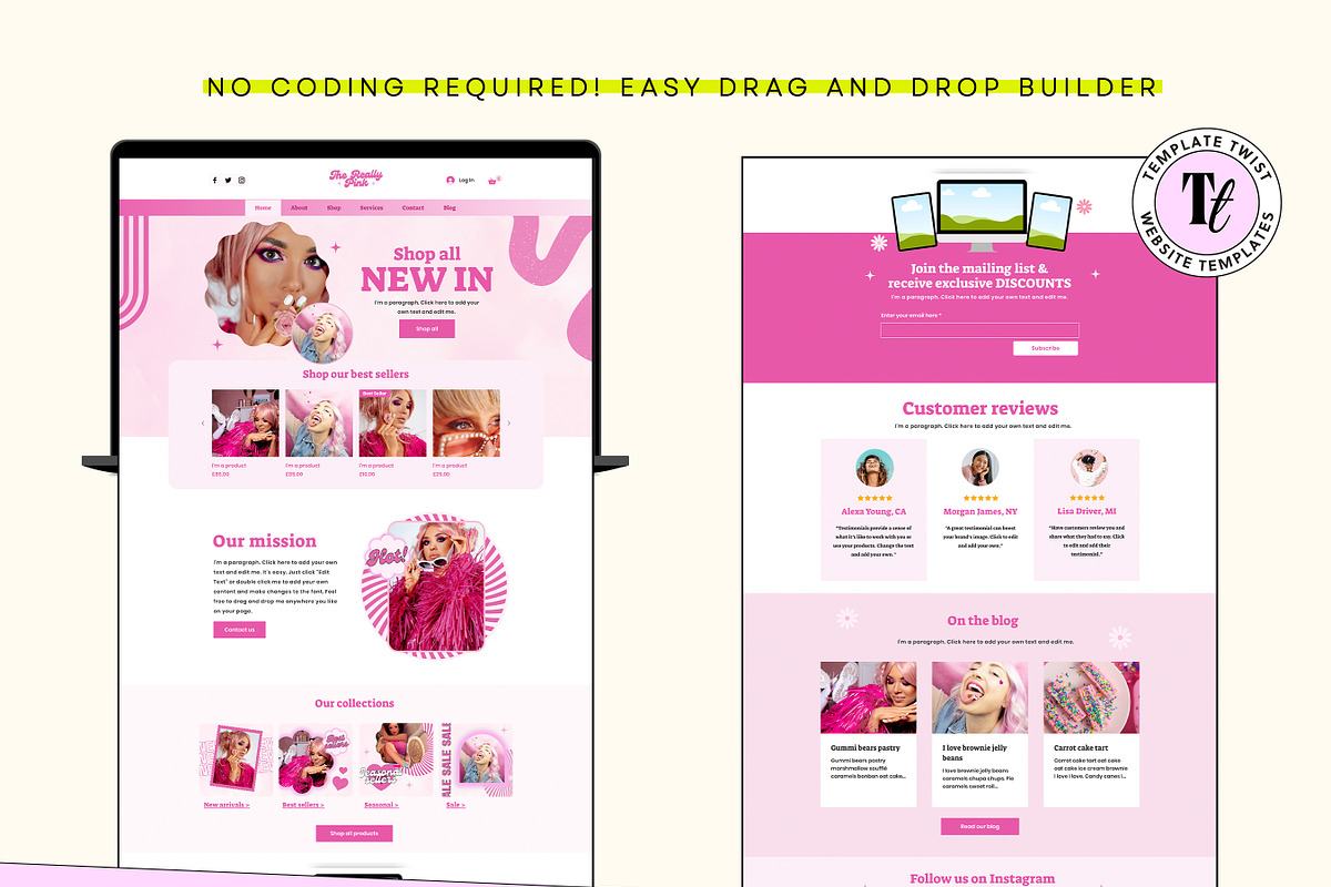 Wix Pink Website Template, a Wix Template by Template Twist Shop (Photo 7 of 10)