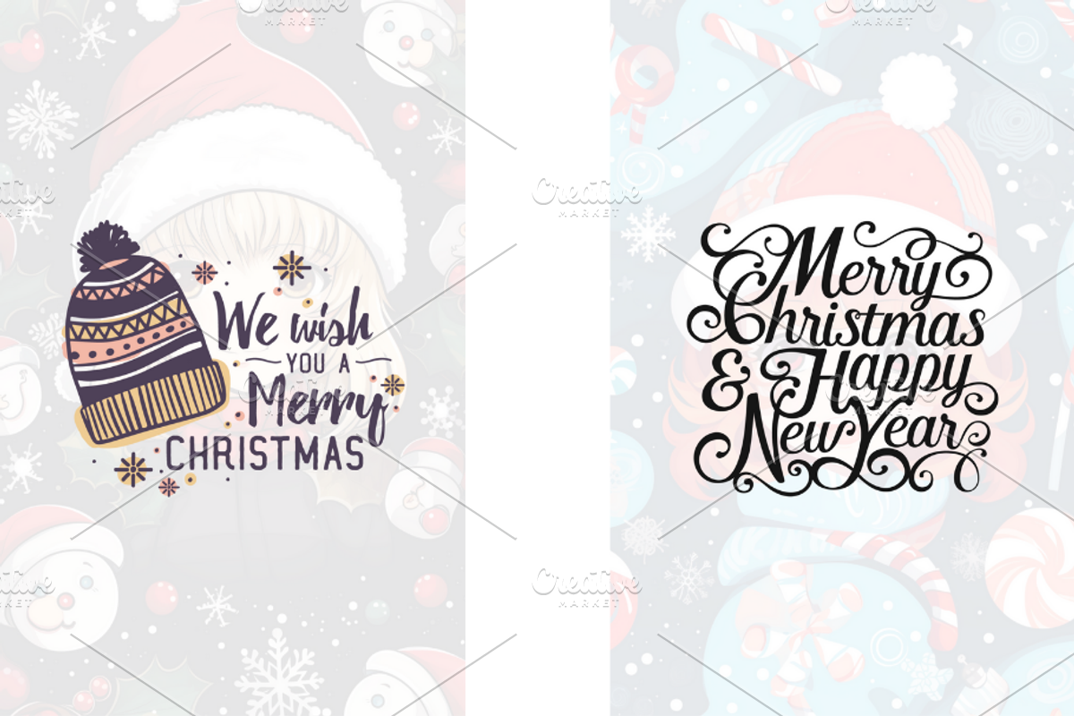 Christmas Card Design Bundle 6 Anime, a Card Template by Jay Major Designs (Photo 10 of 10)