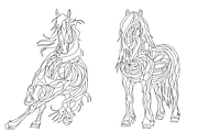 Colouring - Hand-drawn horses, an Animal Illustration by BreadlessPixels (Thumbnail 3 of 3)