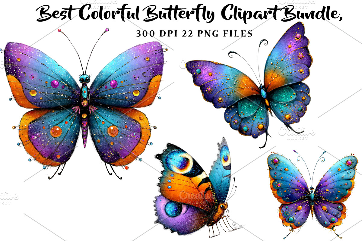 Best Colorful Butterfly Clipart, a Seasonal Illustration by CreationArt (Photo 1 of 4)