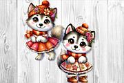 Cute Autumn Husky Dog Clipart Set, a Seasonal Illustration by V Design Creator (Thumbnail 8 of 9)