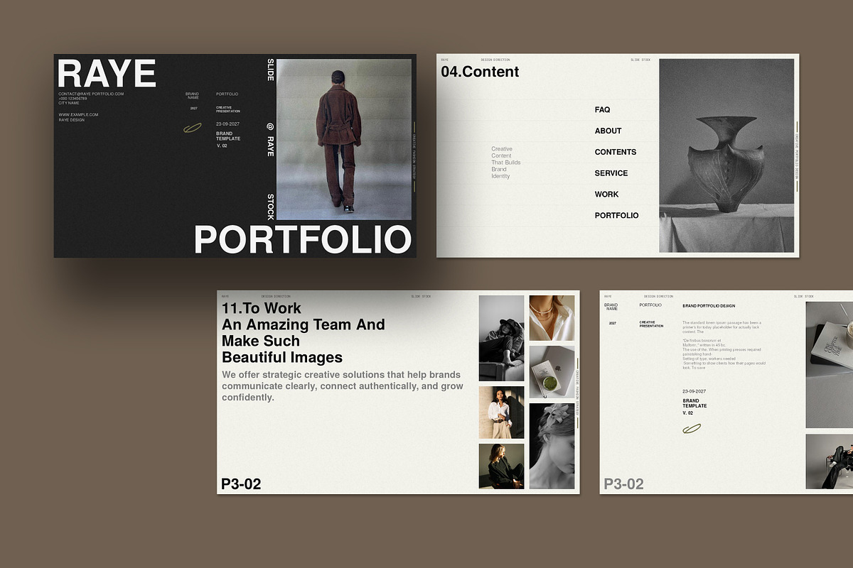 RAYE | Brand Portfolio Template, a Presentation Template by slidestock55 (Photo 5 of 12)