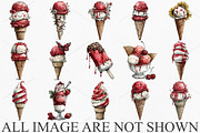 Whimsical Summer Ice Cream Clipart, an Illustration by Canvas Craft (Thumbnail 3 of 7)