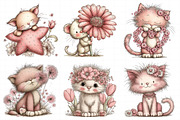 Whimsical Spring Cats Clipart, an Illustration by Daily.Designs (Thumbnail 3 of 6)