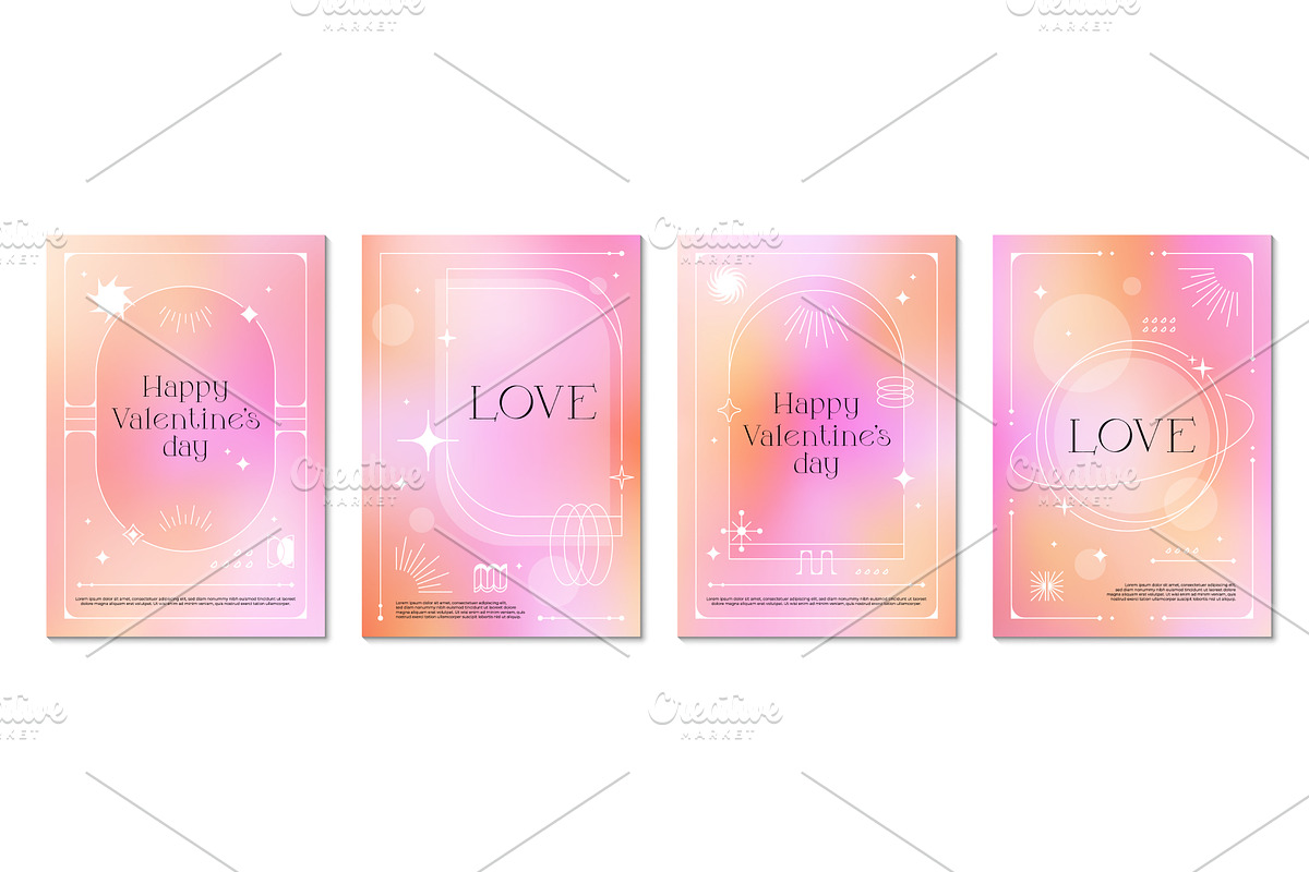 Pink color y2k gradient boho posters, a Seasonal Illustration by Buch&Bee
