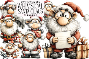 Whimsical Santa Claus Clipart, an Illustration by Daily.Designs