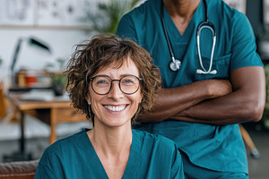 Smiling doctors teamwork healthcare, a Photo by Pixeness Studio