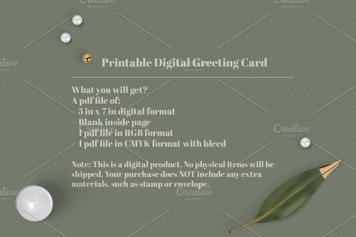 Printable Digital Greeting Card, a Card Template by Oshin Design