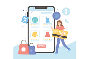 online shopping clothes, a Person Illustration by studiogstock