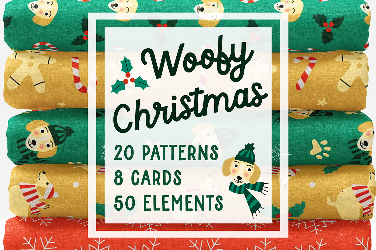 Dog Christmas patterns card elements, a Pattern Graphic by RevolutionizZed (Photo 1 of 14)