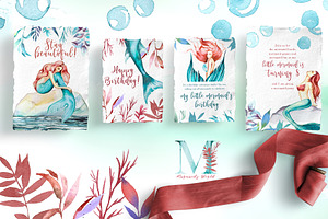 Watercolor Mermaid's World Clipart