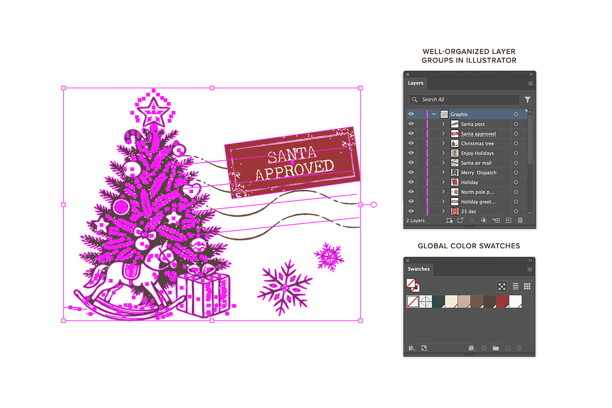 Christmas Vintage Travel Stamps, an Object Illustration by DesignerCandies (Photo 5 of 5)