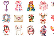 Watercolor Valentines Day Clipart, an Illustration by Design Market (Thumbnail 4 of 4)