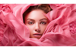 woman skincare pink background ai, a Beauty & Fashion Photo by pikepicture