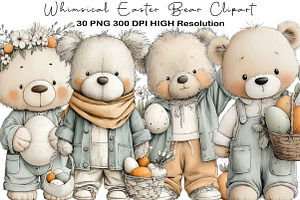 Whimsical Easter Bear Clipart, an Illustration by Black Bird Studio