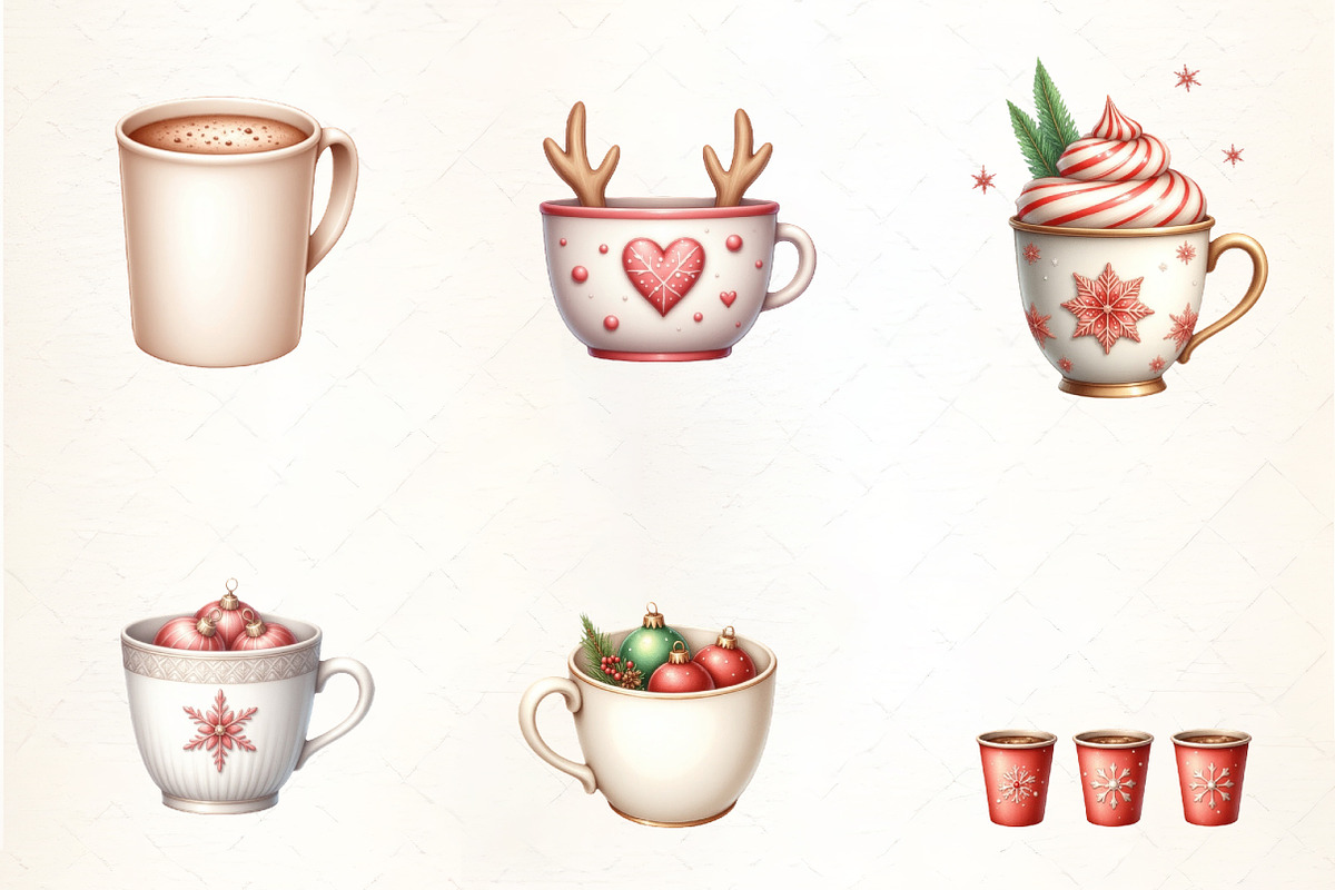 Festive Christmas Cup Set Clipart, an Illustration by CrexoraLab (Photo 3 of 5)
