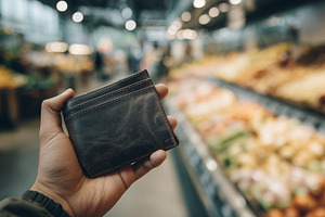 Person holding empty wallet in front, a Food & Drink Photo by MistyDay