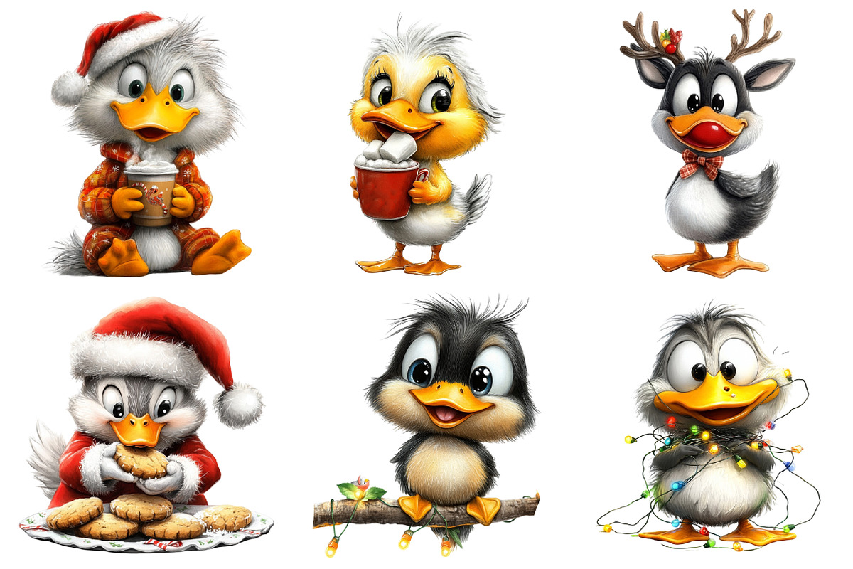 Whimsical Christmas Duck Clipart, an Illustration by Daily.Designs (Photo 2 of 5)