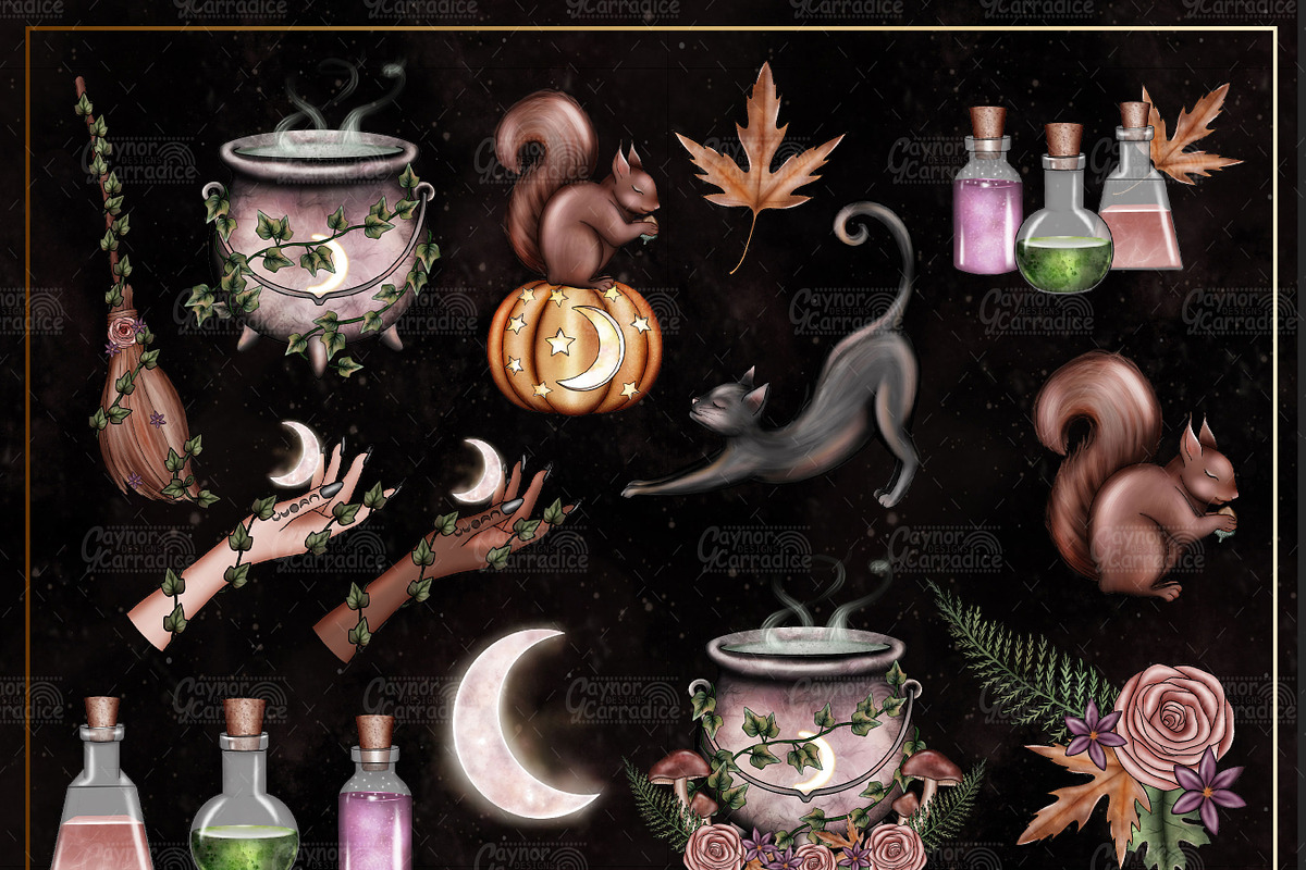 Woodland Witch - Clipart collection, an Illustration by Gaynor Carradice Designs (Photo 4 of 5)