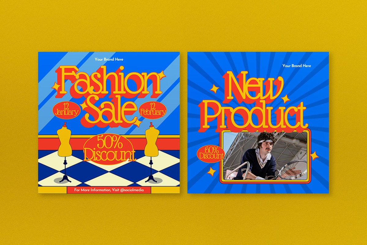 Yellow 70s Style Fashion Sale Banner, an UI Kit Template by graphicook (Photo 2 of 5)