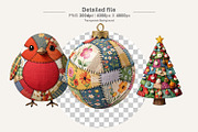 Christmas Patchwork Clipart, a Seasonal Illustration by Artnoy (Thumbnail 3 of 7)