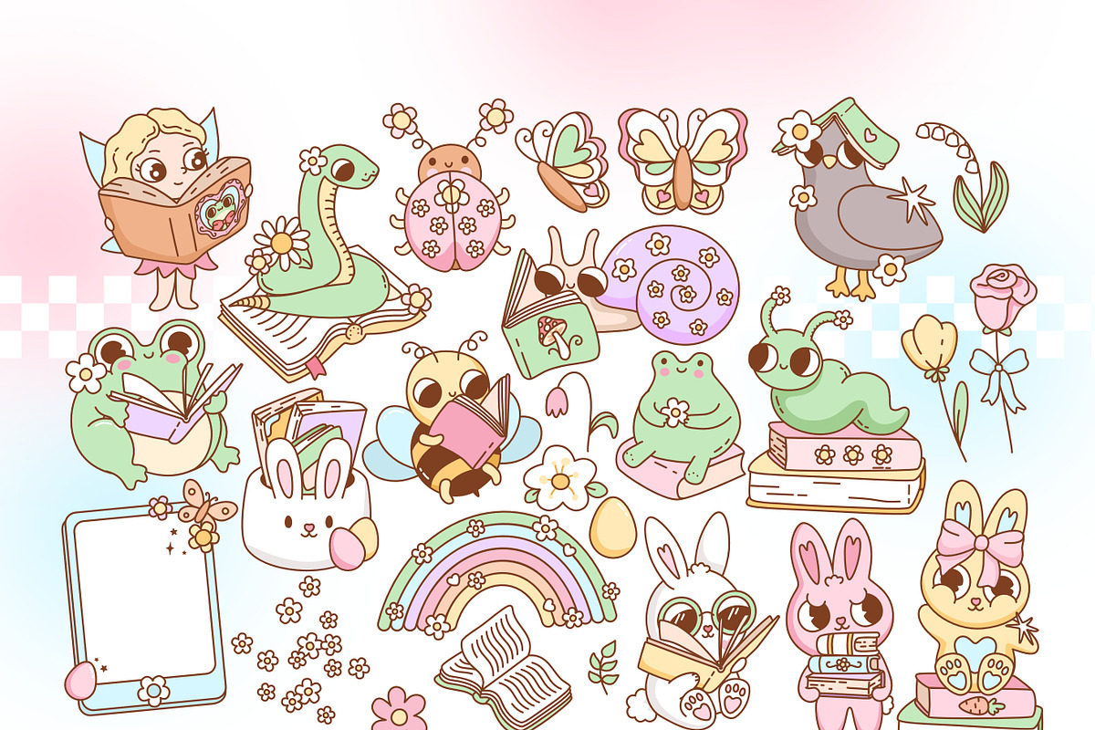 Spring Bookish Clipart Bundle, a Seasonal Illustration by Huxmay (Photo 5 of 7)