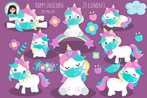 Unicorn With Mask Clipart