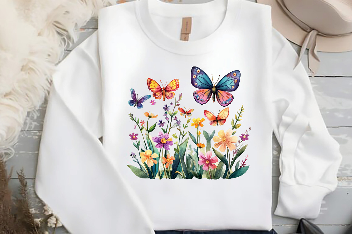 Butterfly Flowers Sublimation Clipar, an Illustration by DreamCafeArt (Photo 5 of 6)